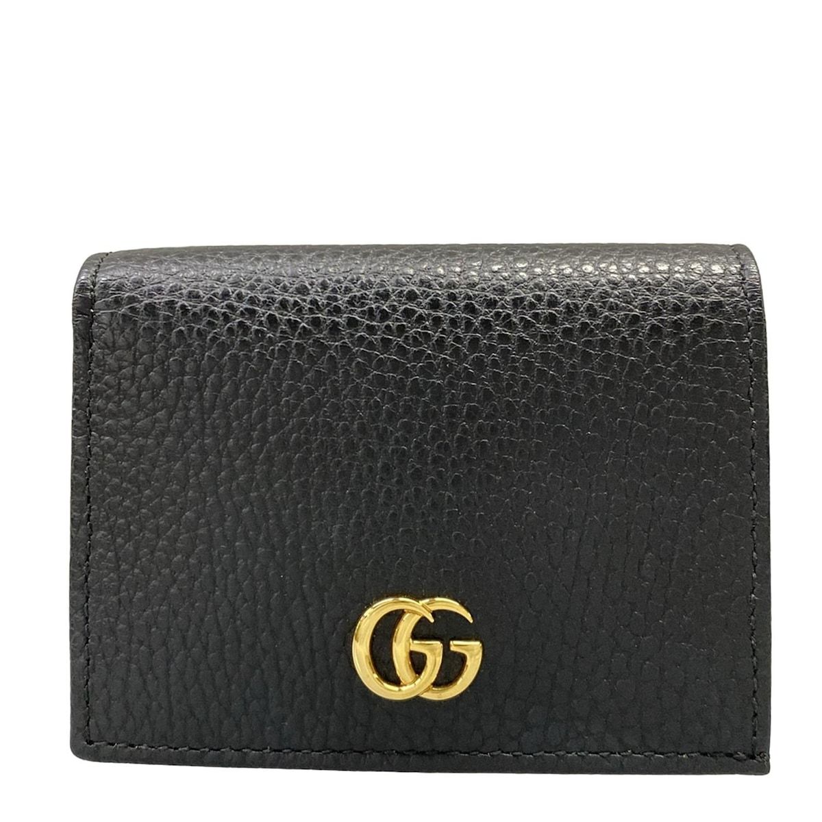 GUCCI(グッチ) 2つ折り財布美品 プチマーモント 45612 黒 レザー