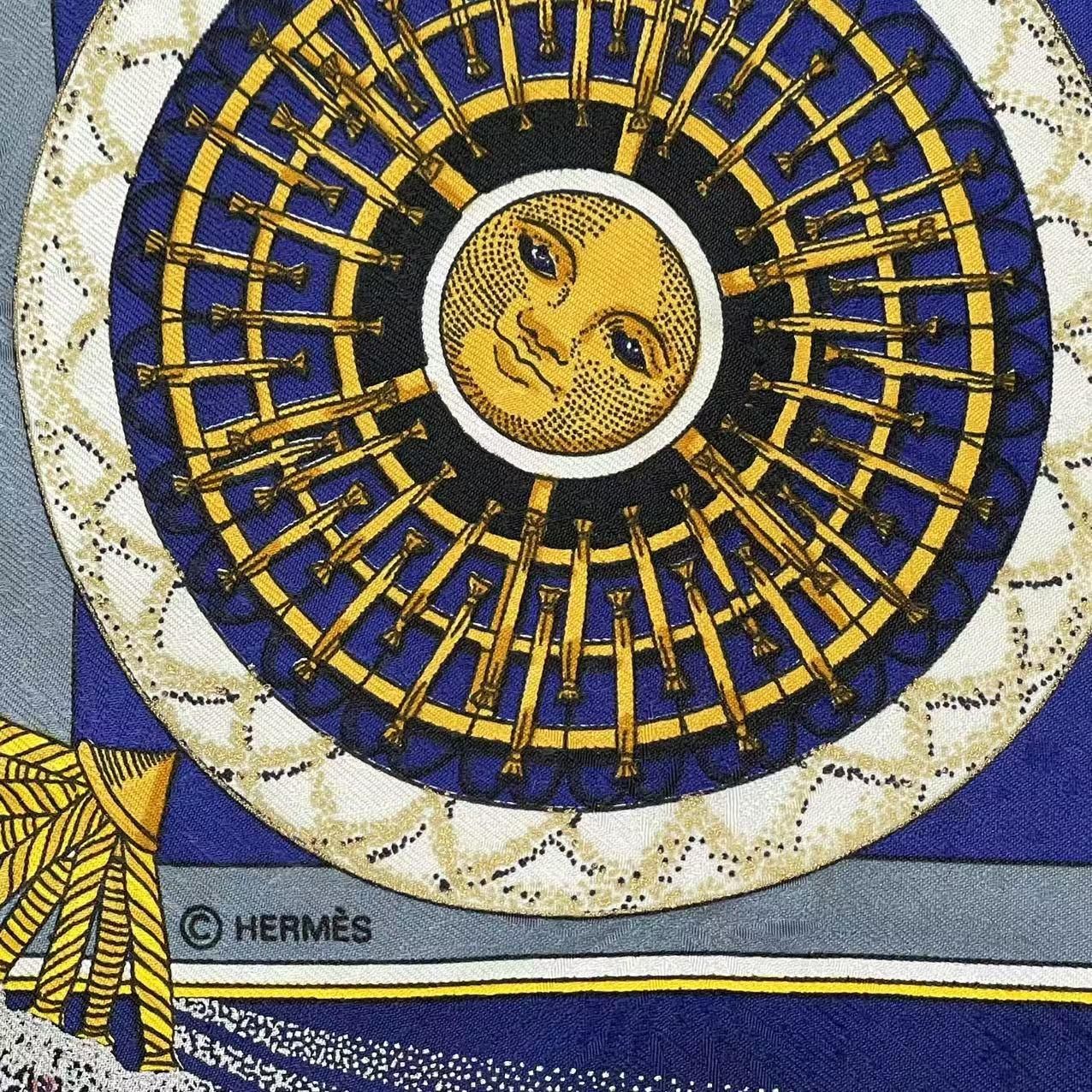 新品同様 HERMES エルメス カレ90 FEUX D'ARTIFICE 技巧の火 シルク