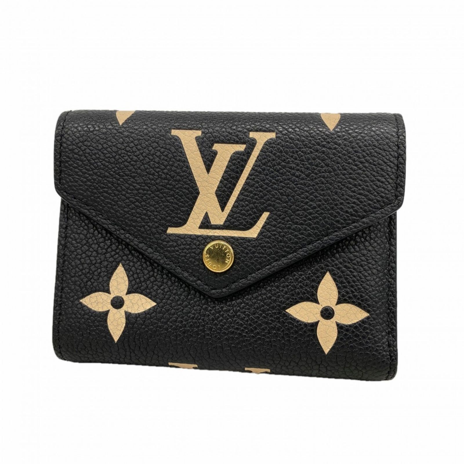 ルイ・ヴィトン(Louis Vuitton) ルイ・ヴィトン 三つ折り財布 モノグラム・アンプラント バイカラー ポルトフォイユヴィクトリーヌ M80968 ブラック ベージュレディース