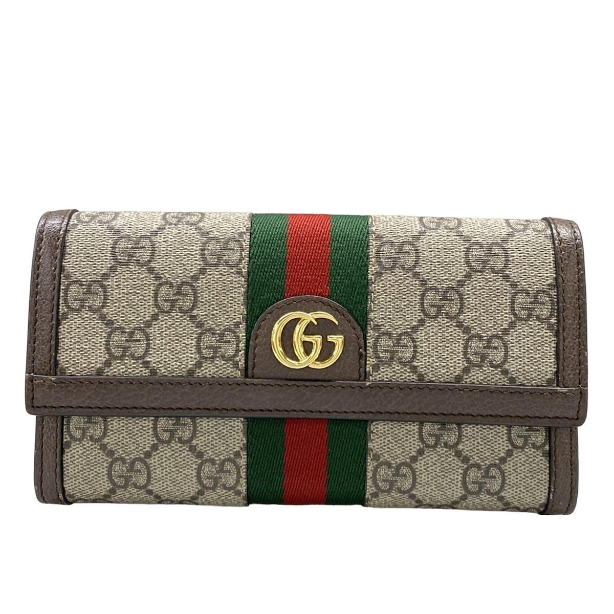 GUCCI(グッチ) 長財布 オフィディア 523153 ベージュ×エボニー×ダークブラウン レザー