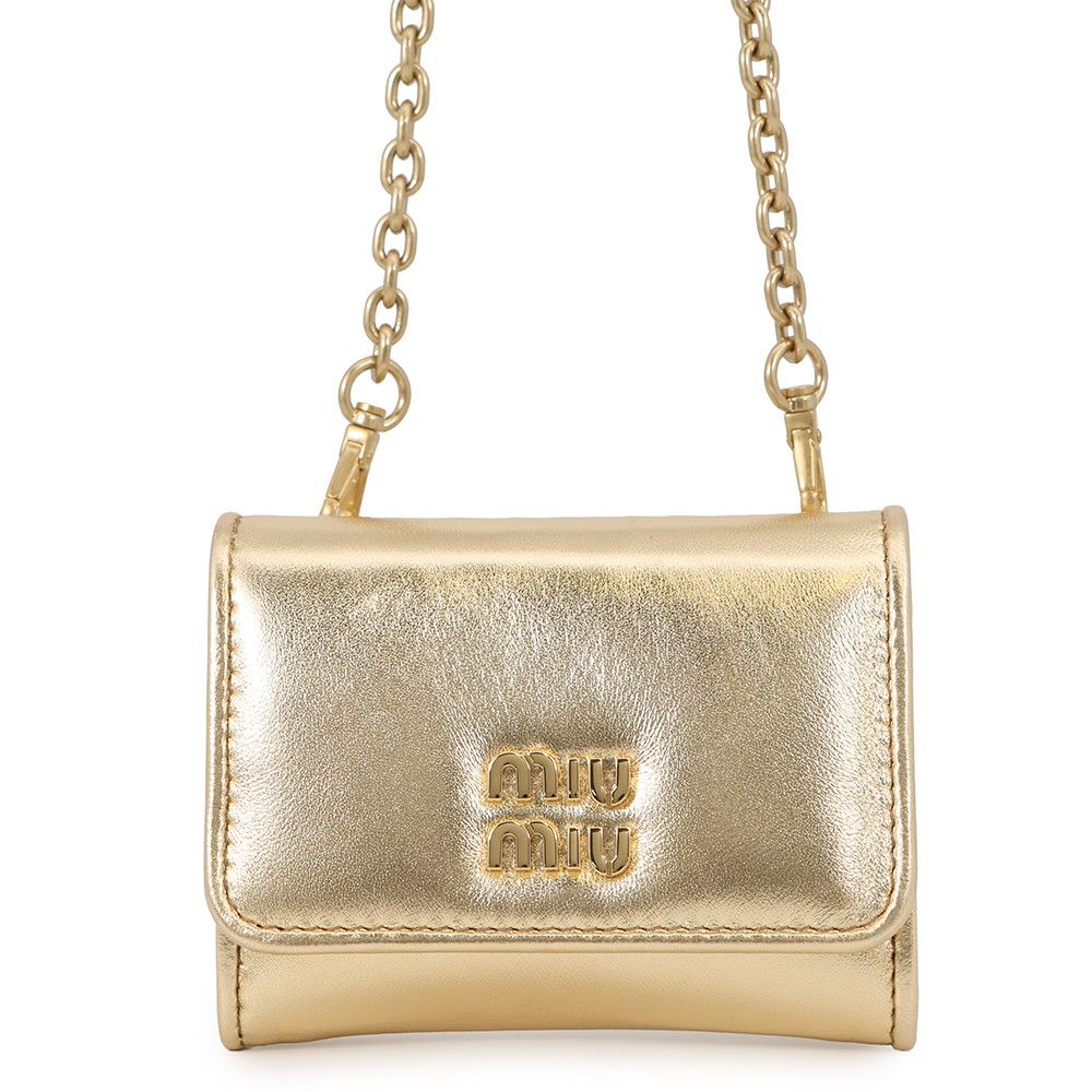 ミュウミュウ チェーンカードケース ミニ ロゴ レザー 5MR030 Miu Miu 財布