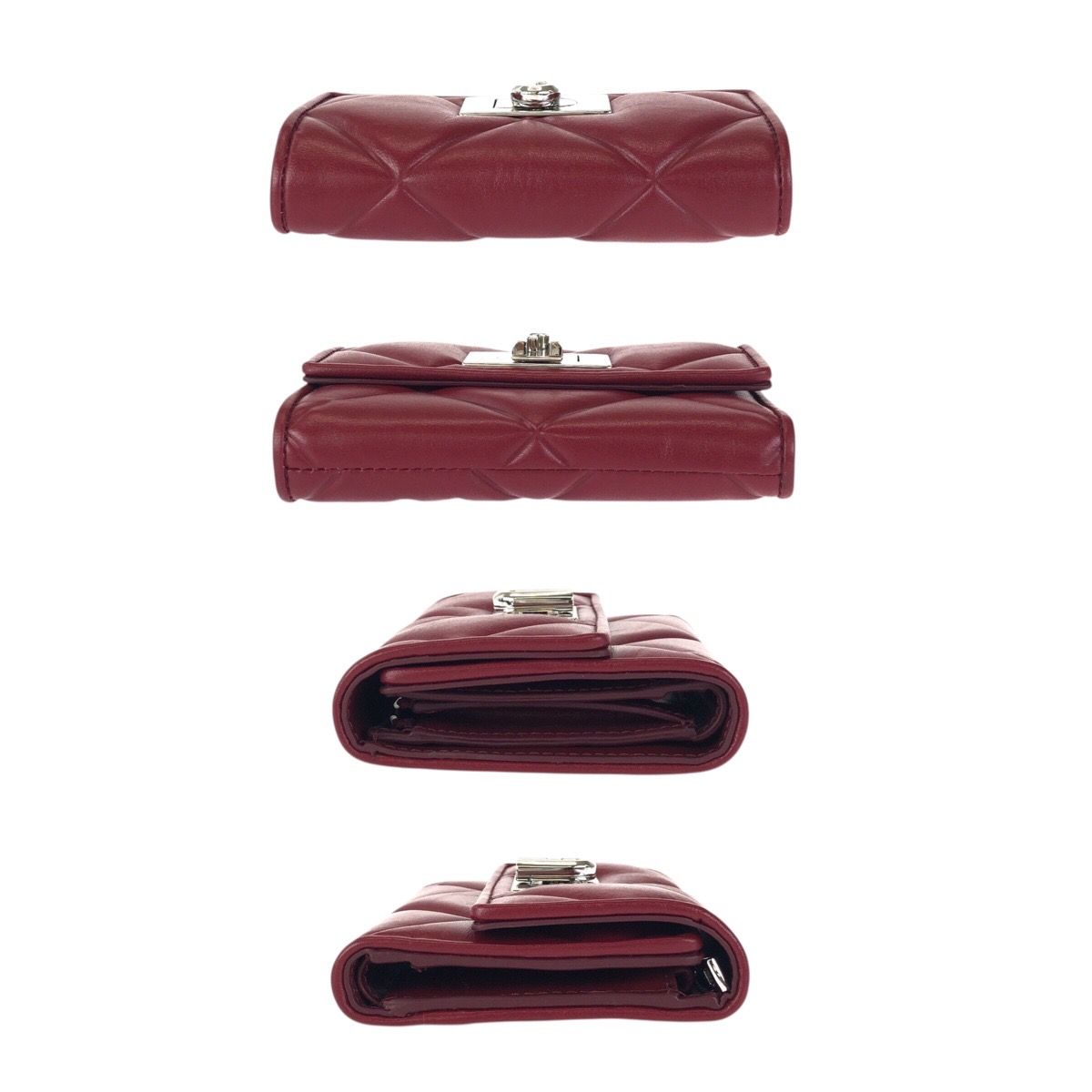 美品 Furla フルラ 1927 M ツイストクロージャー ワインレッド ボルドー シルバー金具 レザー 折財布 コンパクトウォレット 602616【中古】 美品 Furla フルラ 1927 M ツイストクロージャー ワインレッド ボルドー シルバー金具 レザー 折財布 コンパクトウォレット 602616【中古】