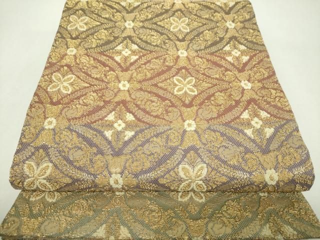 平和屋着物●極上　創業280年　誉田屋源兵衛　六通柄袋帯　金華山織　モール　金華燦　七宝花文　金糸　正絹　逸品　DABG8053ps