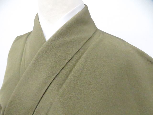 【一輝堂】色無地 縫い紋 反端付き 草木染 正絹 着物 美品 身丈約160cm 裄丈約67cm 26z05-2888