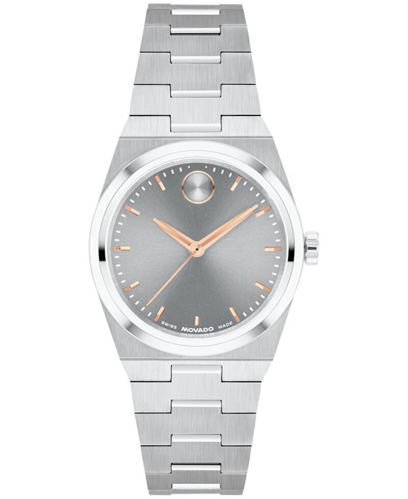 モバド レディース アクセサリー 腕時計 Tシャツ Movado Womens Bold Quest Swiss Quartz StainlessSteel Watch 28mm SilverTone シルバー