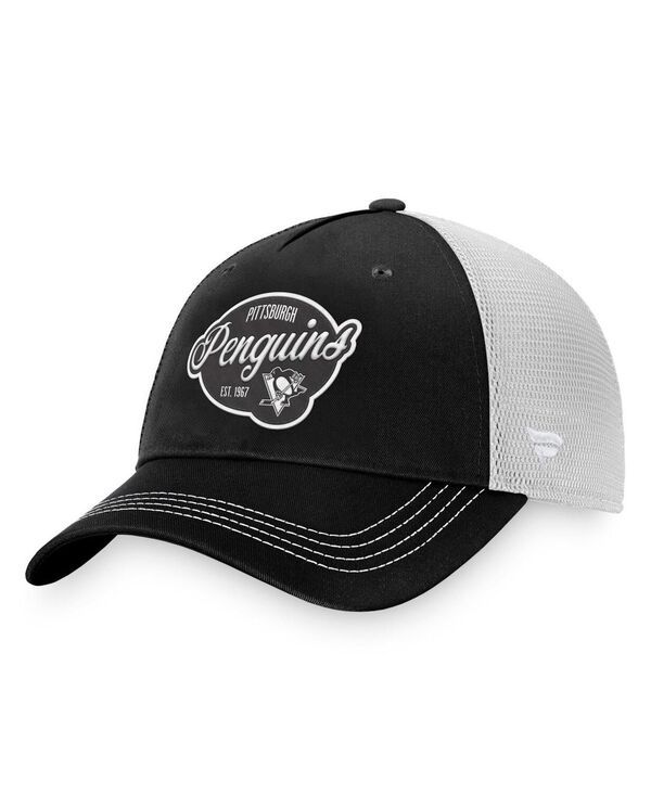 ファナティクス レディース アクセサリー 帽子 Fanatics Womens Black White Pittsburgh Penguins Fundamental Trucker Adjustable Hat Black White ホワイト