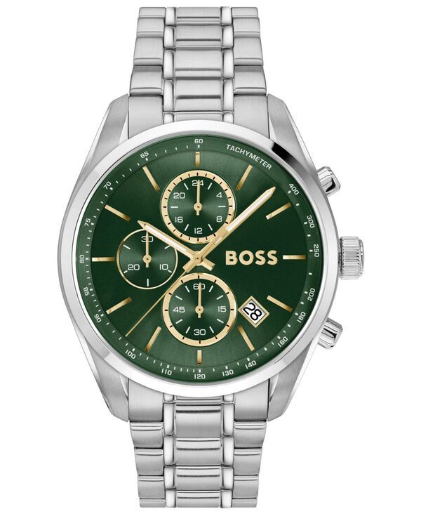 ヒューゴボス メンズ アクセサリー 腕時計 Tシャツ Hugo Boss Mens Grand Prix 44 Quartz Fashion Chrono Stainless Steel Watch 4450mm Silvertone シルバー