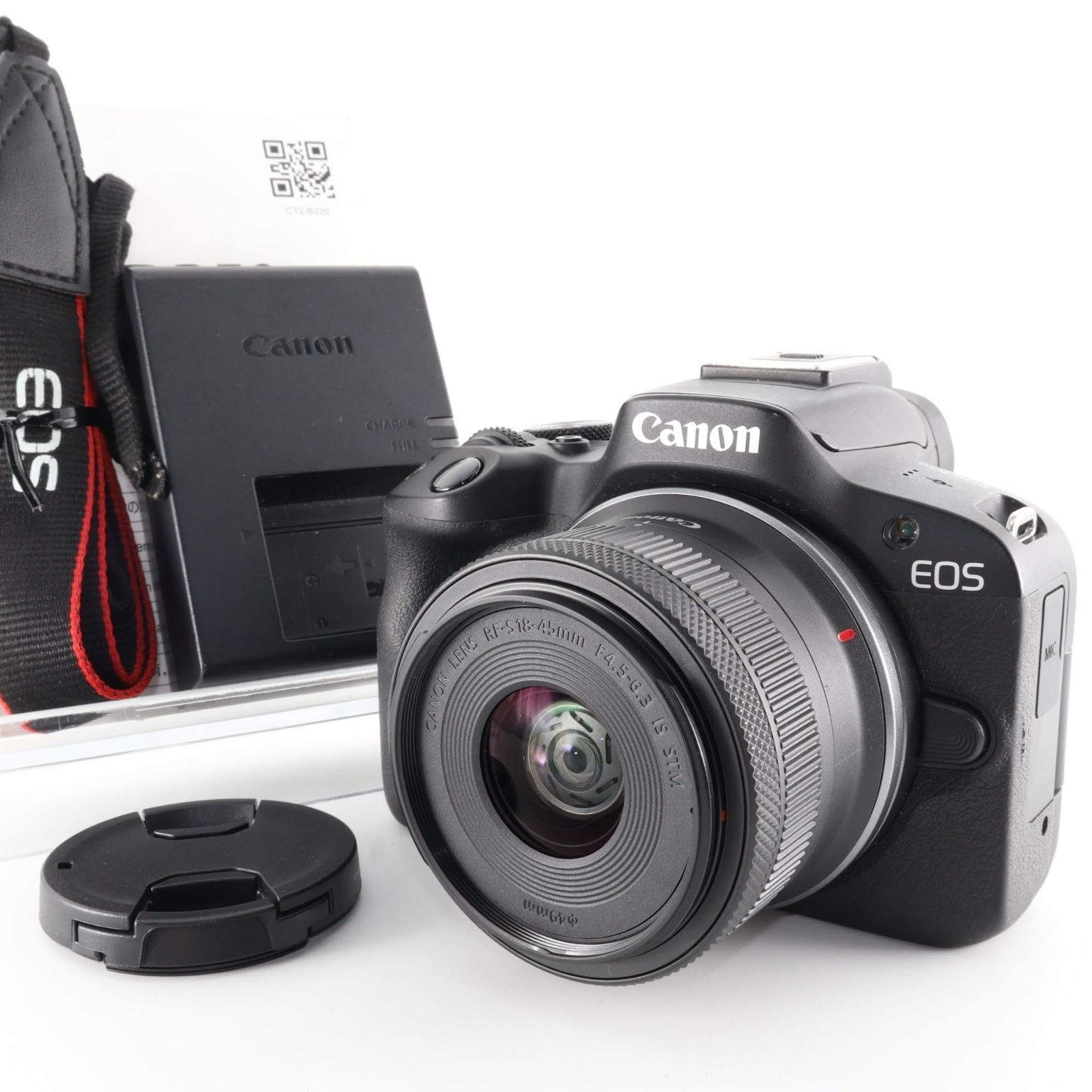 【美品】Canon ミラーレス一眼カメラ EOS R50 標準ズームレンズキット(RF-S18-45) ブラック/APS-C/
