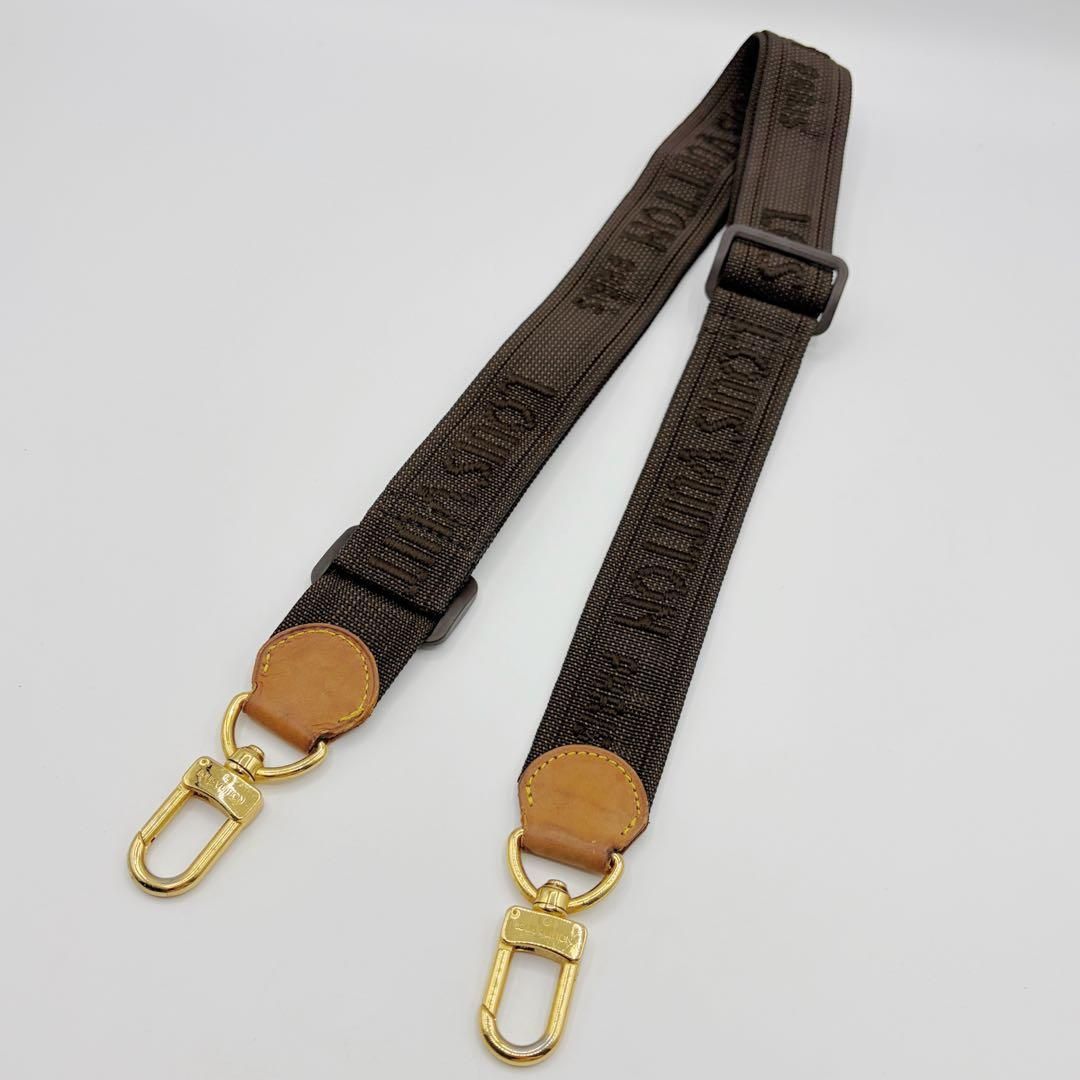 ⭐️良品⭐️ ルイヴィトン キャンバス ショルダーストラップ ブラウン ⭐️良品⭐️ルイヴィトン ロゴ ショルダーストラップ ブラウン