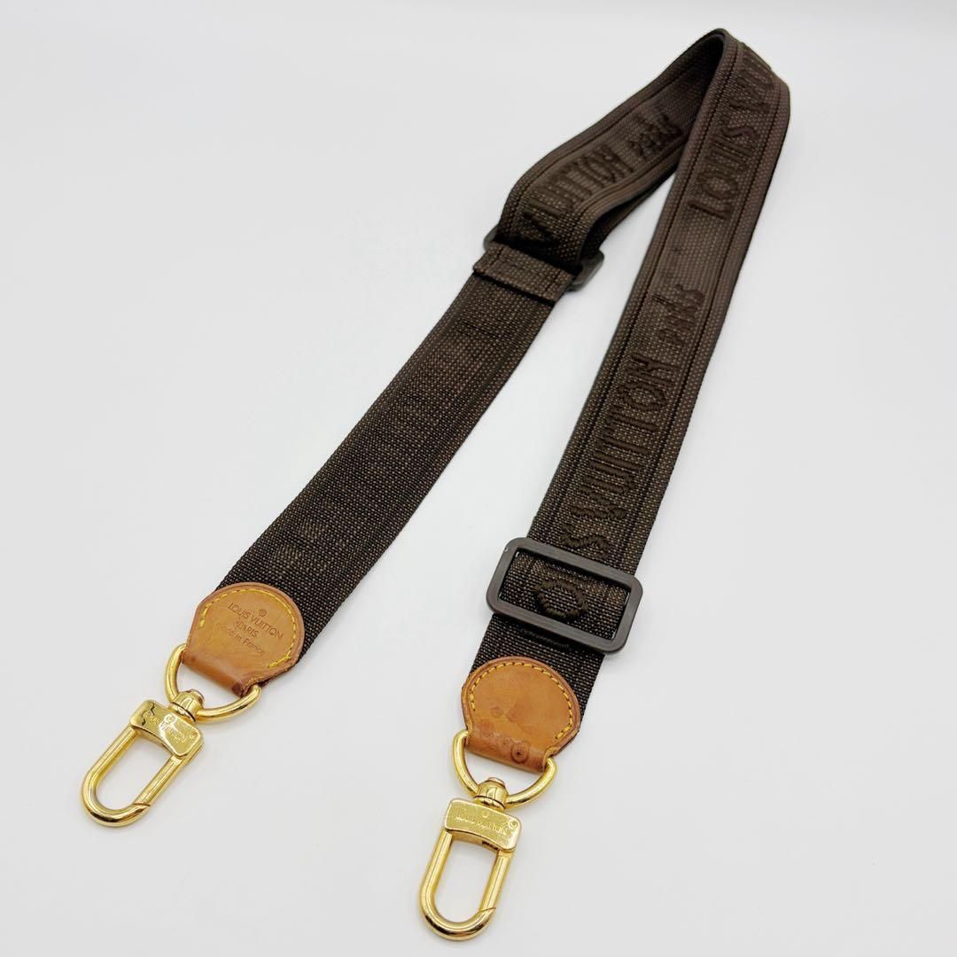 ⭐️良品⭐️ ルイヴィトン キャンバス ショルダーストラップ ブラウン ⭐️良品⭐️ルイヴィトン ロゴ ショルダーストラップ ブラウン