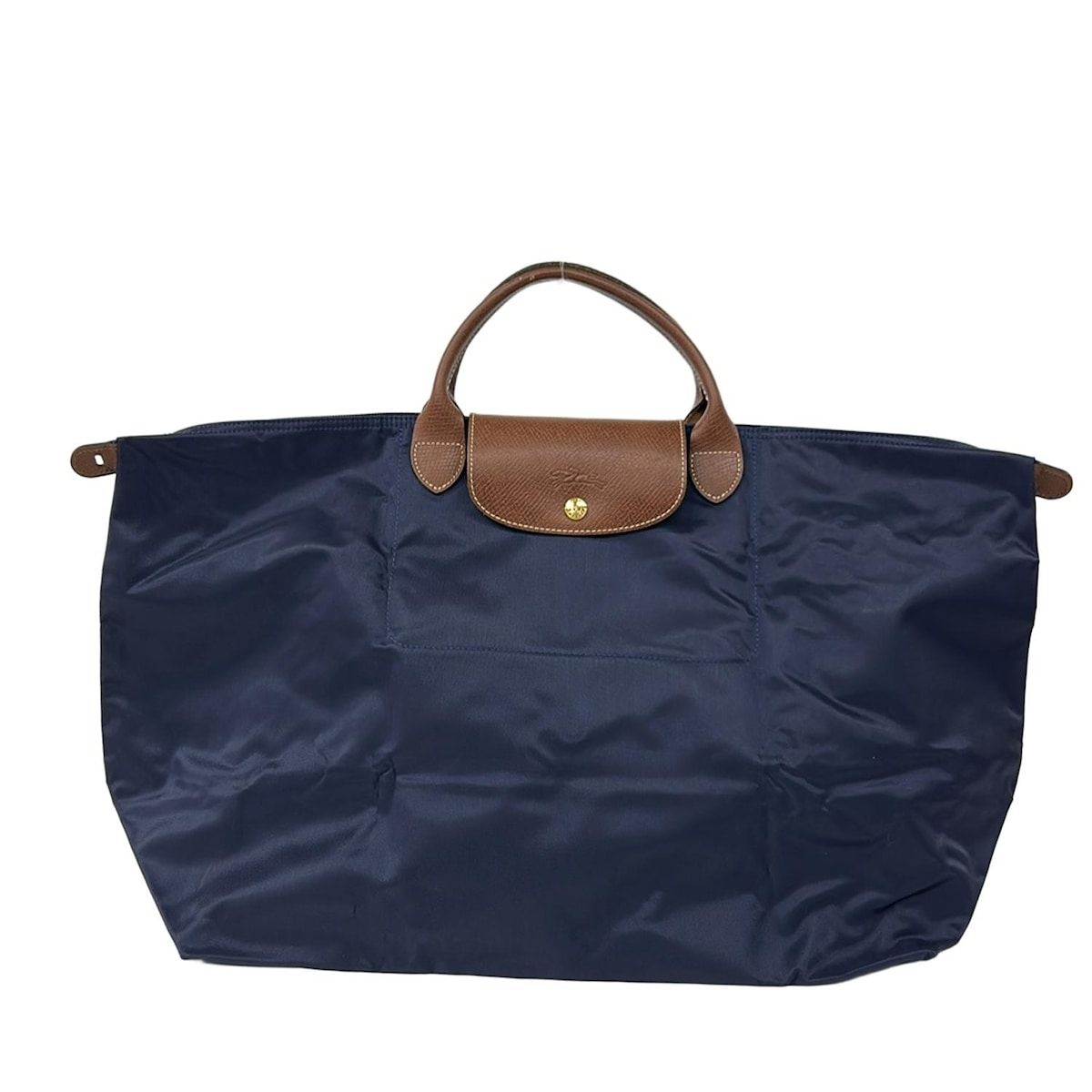 LONGCHAMP(ロンシャン) ボストンバッグ ル・プリアージュオリジナル ダークネイビー×ダークブラウン 折りたたみ/本体ロックなし レザー