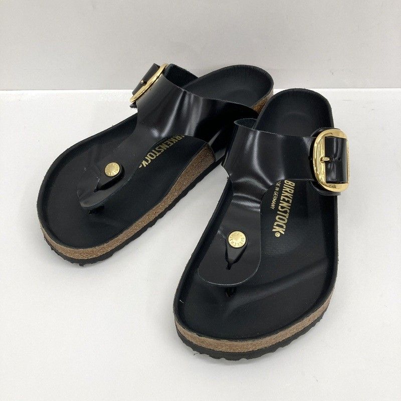BIRKENSTOCK ビルケンシュトック ギゼビッグバックルサンダル 27cm トングサンダル シューズ レザー カジュアル メンズ ブラック 靴 ★SS517