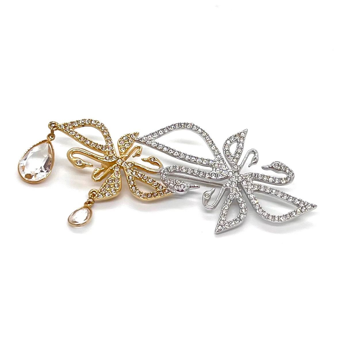 極美品☆ SWAROVSKI スワロフスキー ブローチ スワン 白鳥 クリスタル
