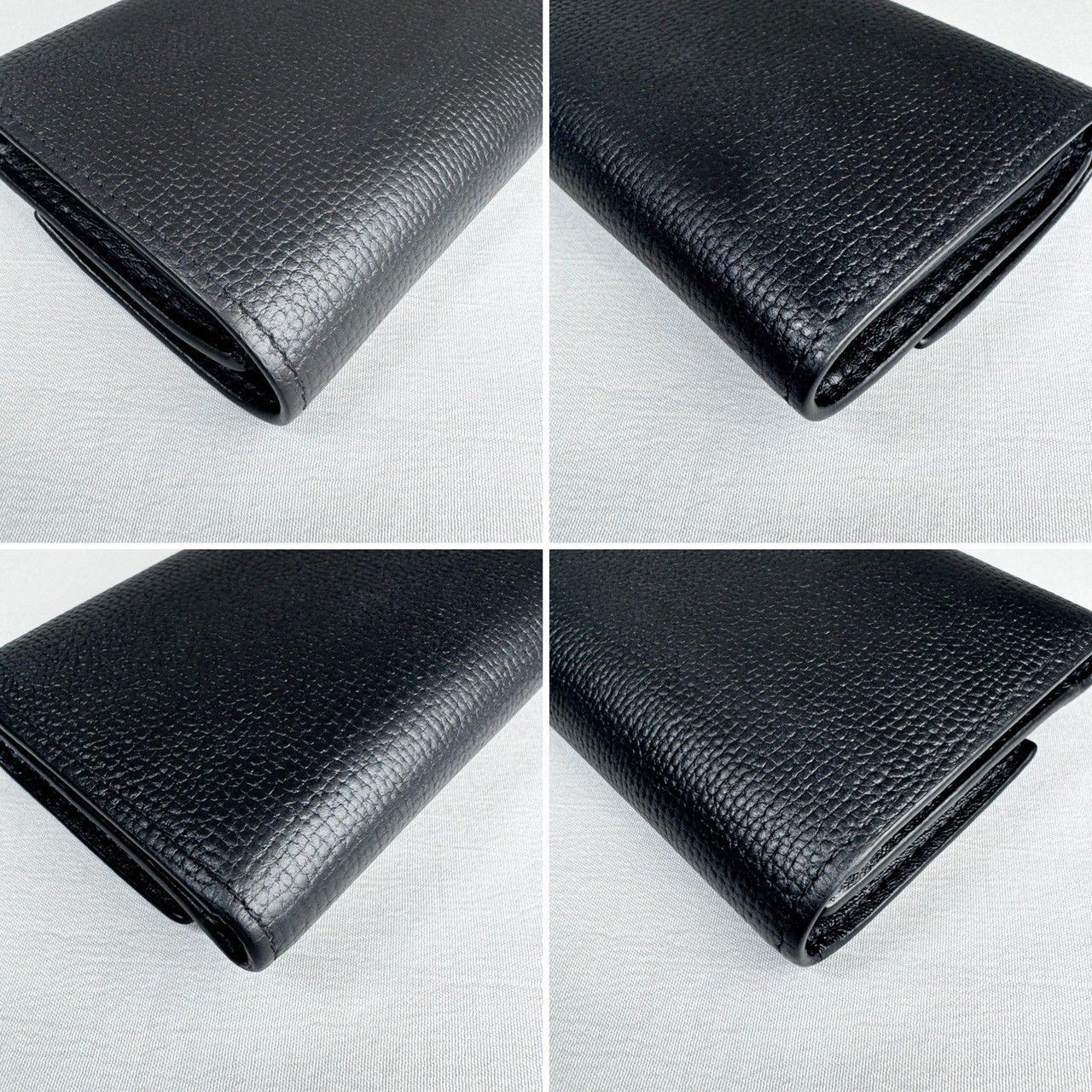 【美品】LOEWE ロエベ アナグラム トライフォールド コンパクト ジップ 三つ折り 財布 ブラック