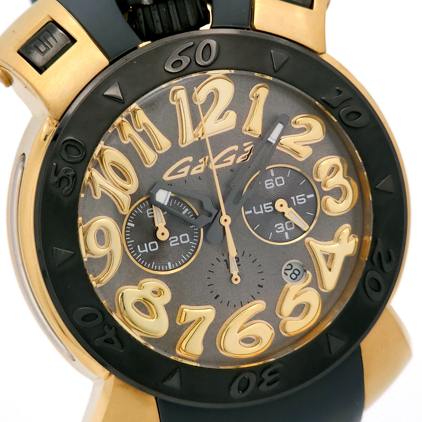 ★良品 GaGa MILANO ガガミラノ クロノグラフ 8014.01 QZ 動作品 グレー