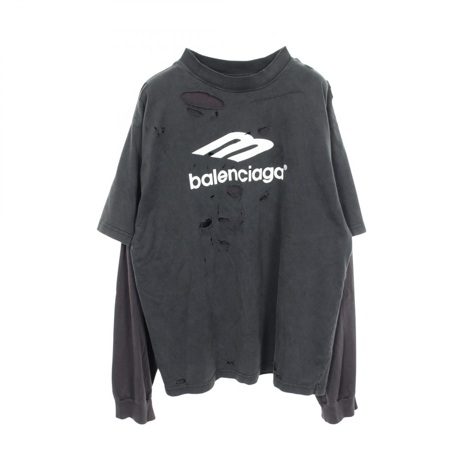 BALENCIAGA バレンシアガ デストロイ加工 レイヤードシャツ 長袖Tシャツ