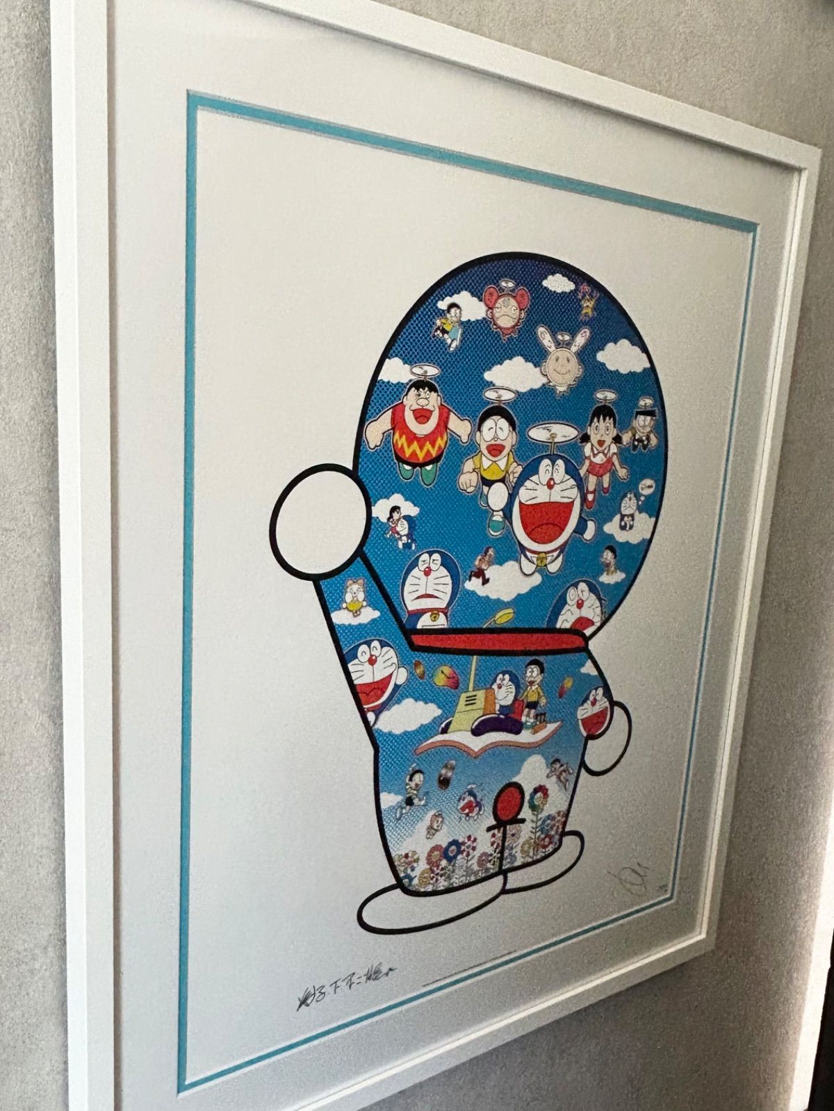 額付】【真作】青空の下のドラえもん達 村上隆 Takashi Murakami 