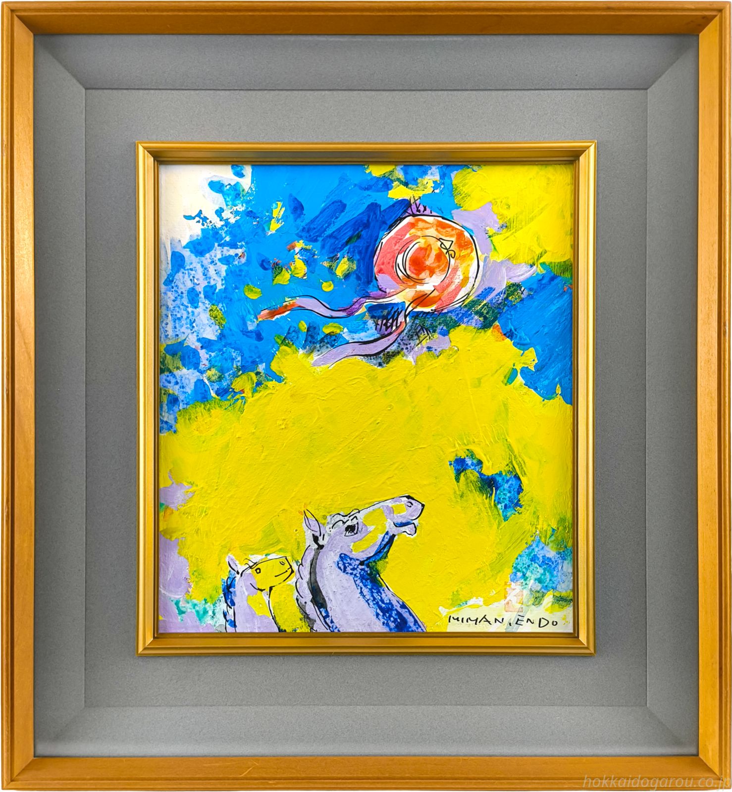 遠藤ミマン 「馬と帽子」 油絵・油彩画 絵画