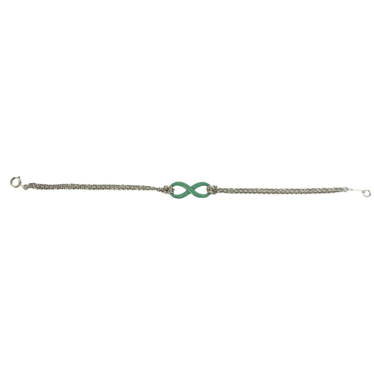 Tiffany　インフィニティ　ダブルチェーン　ブレスレット　シルバー　グリーン 極 美品 TIFFANY&Co. ティファニー インフィニティ ダブルチェーン