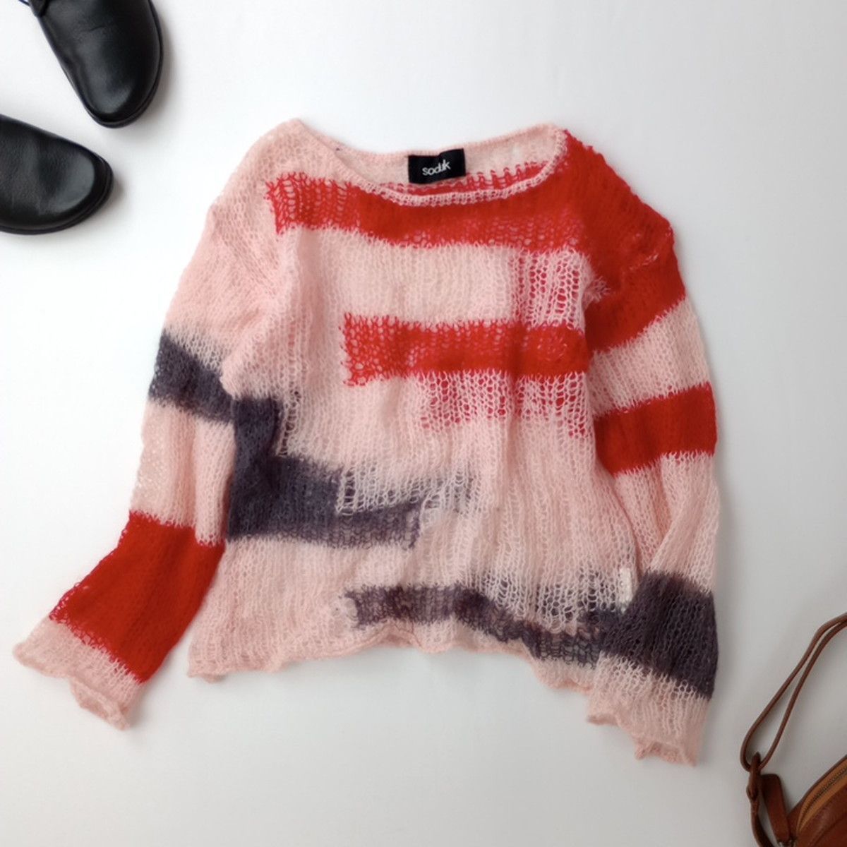 soduk スドーク patchwork knit tops パッチワークニット プルオーバー /26F