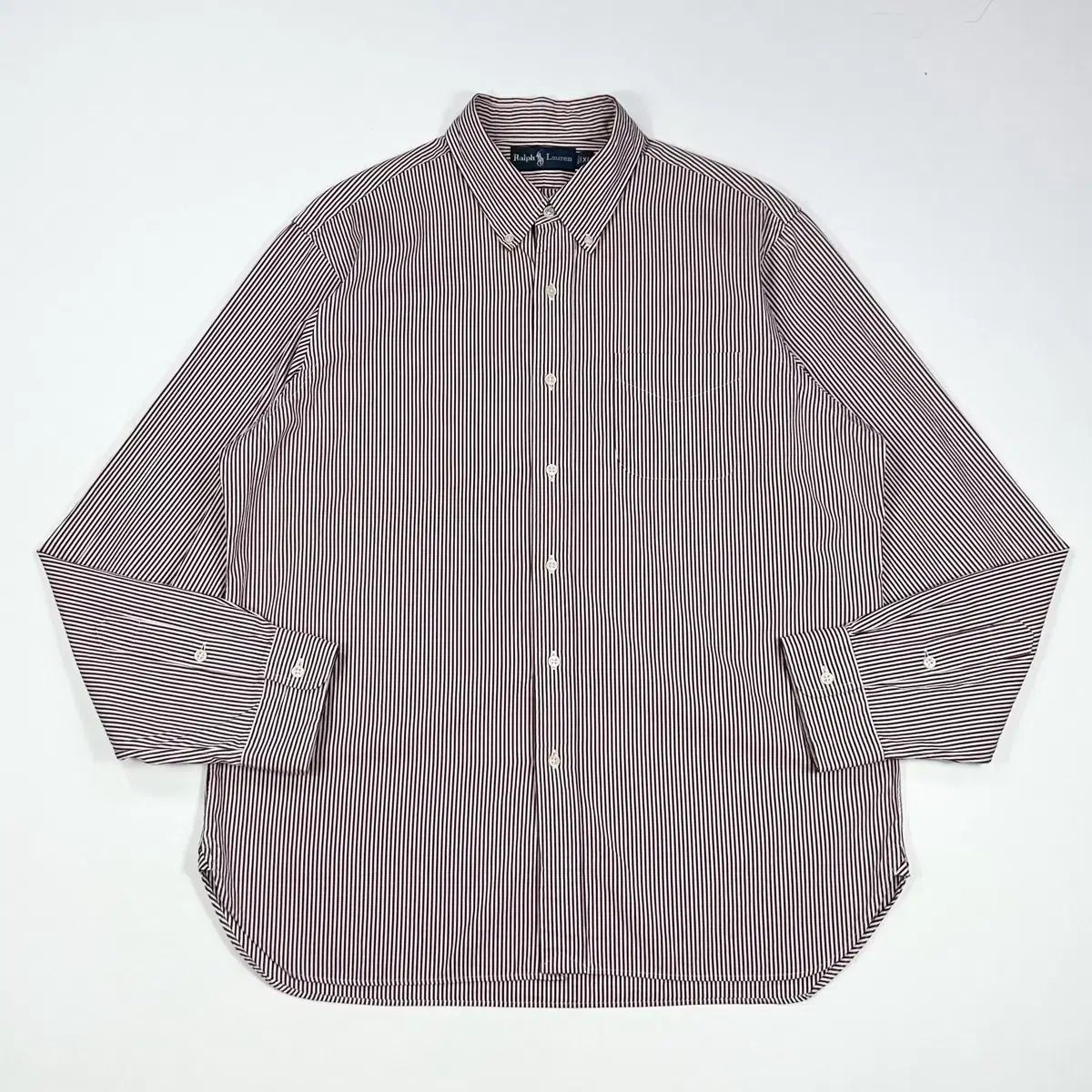 XL) ポロ ラルフローレン Classic non logo バーガンディ ストライプ 