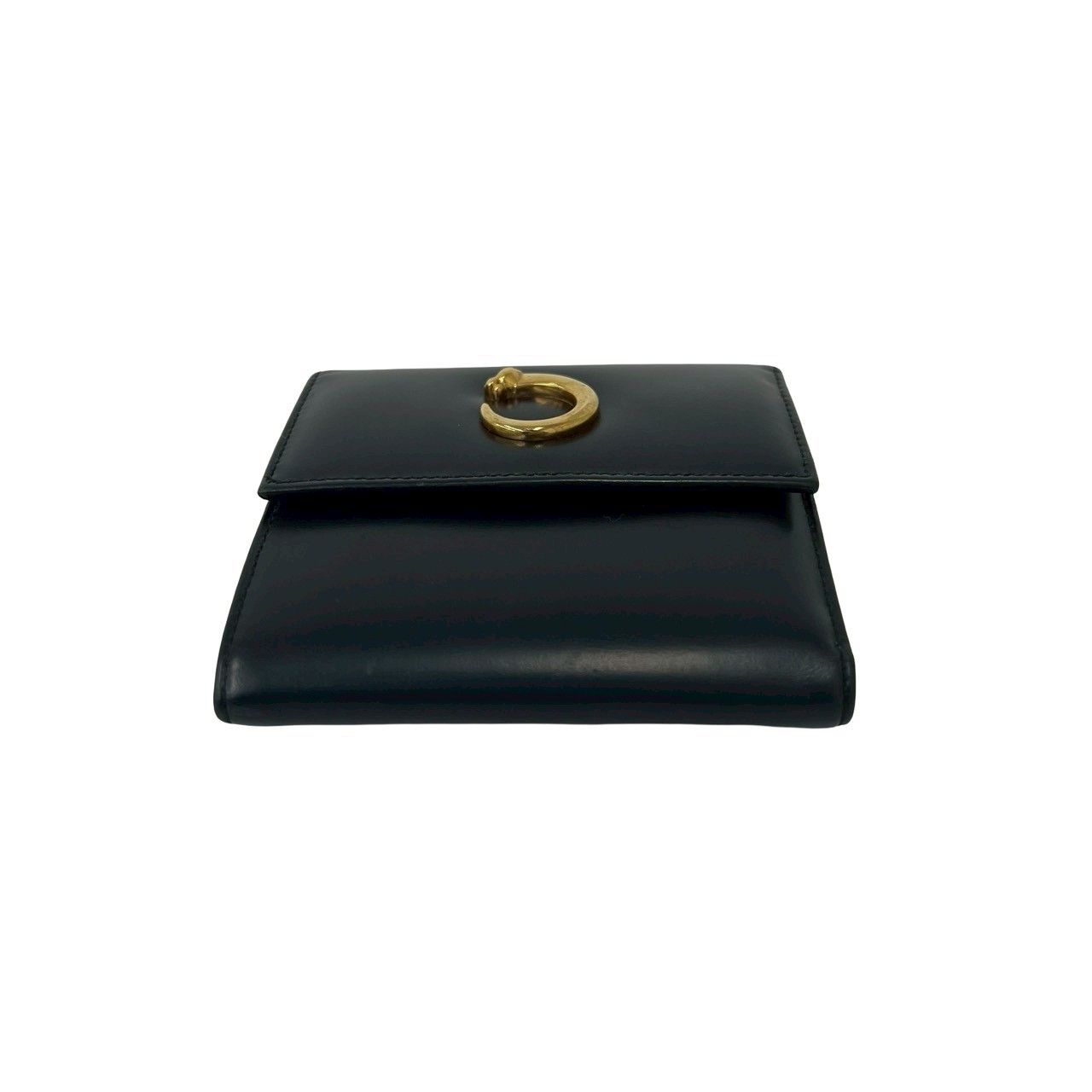 極 美品 CARTIER カルティエ ヴィンテージ パンサーライン レザー 本革 三つ折り財布 ウォレット 札入れ 小銭入れ ブラック 42105