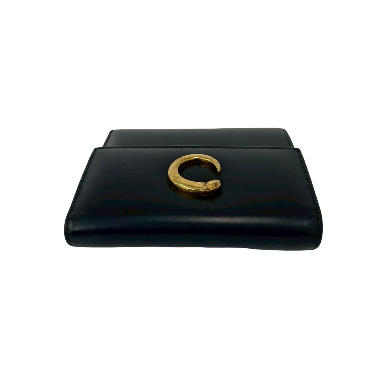 極 美品 CARTIER カルティエ ヴィンテージ パンサーライン レザー 本革 三つ折り財布 ウォレット 札入れ 小銭入れ ブラック 42105