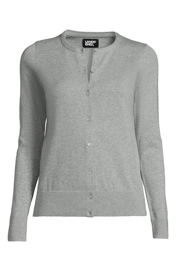 ランズエンド レディース アウター パーカー・スウェット セーター コットン カーディガン Lands End Fine Gauge Cotton Cardigan Sweater Gray Heather グレー ランズエンド レディース アウター パーカー・スウェット セーター コットン カーディガン Lands End Fine Gauge Cotton Cardigan Sweater Gray Heather グレー