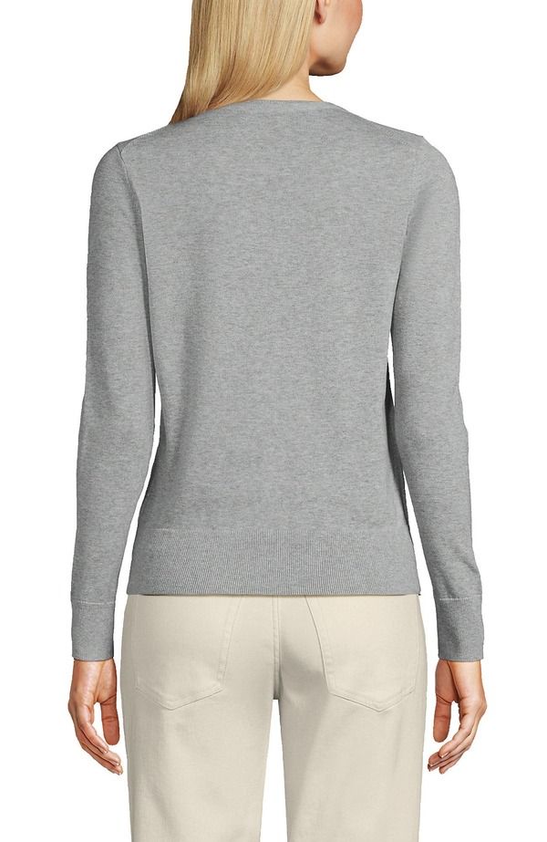 ランズエンド レディース アウター パーカー・スウェット セーター コットン カーディガン Lands End Fine Gauge Cotton Cardigan Sweater Gray Heather グレー ランズエンド レディース アウター パーカー・スウェット セーター コットン カーディガン Lands End Fine Gauge Cotton Cardigan Sweater Gray Heather グレー