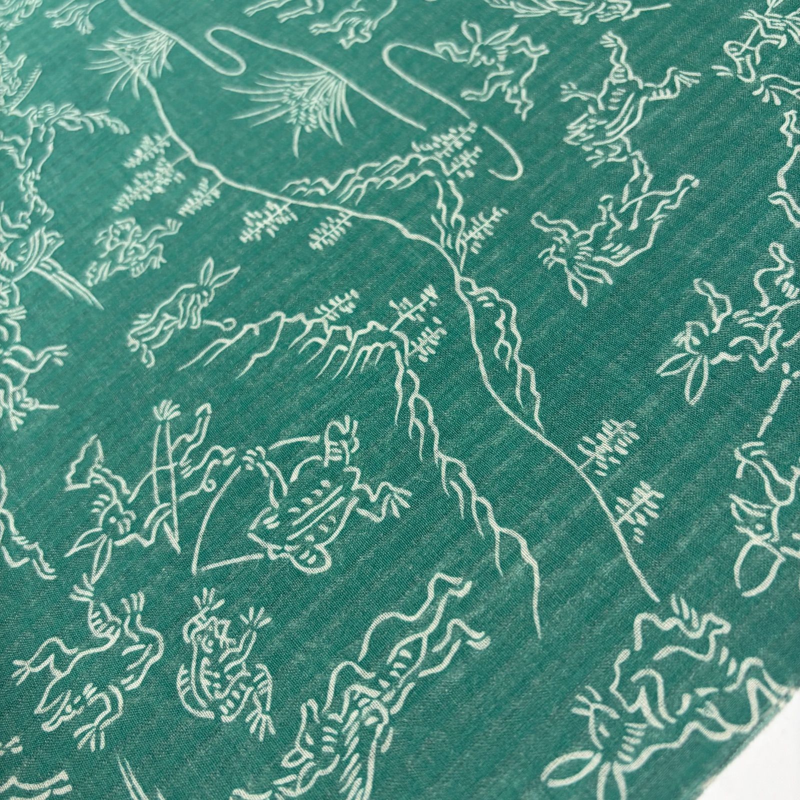 M086 夏用長襦袢 反物 鳥獣戯画 緑 グリーン 爽竹 新品未使用 - メルカリ