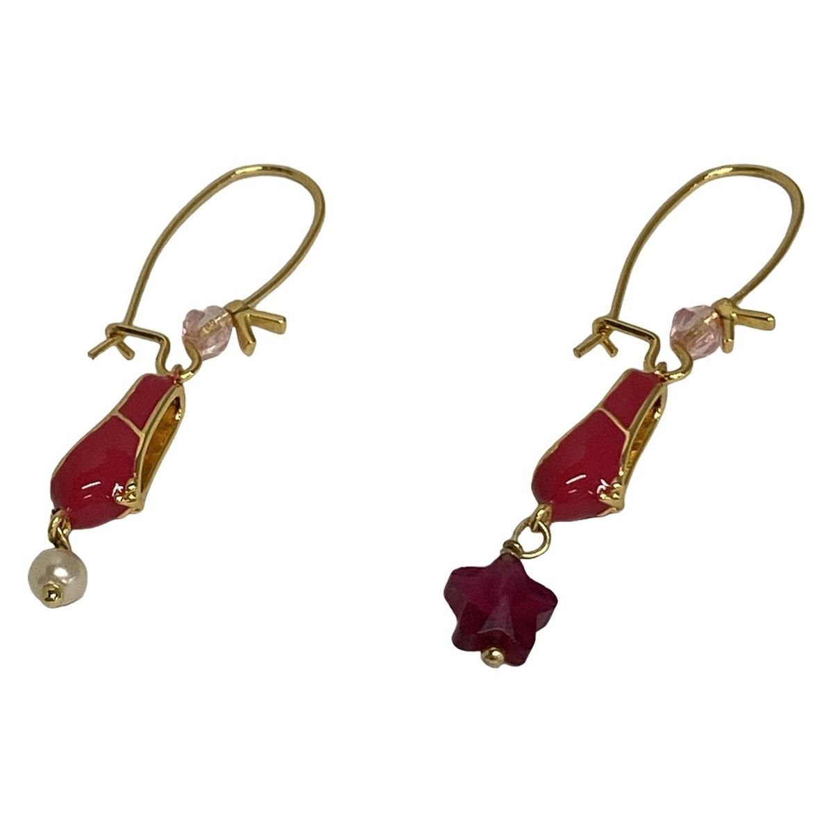 Les Nereides(レネレイド) ピアス美品 - ゴールド×ピンク×アイボリー 