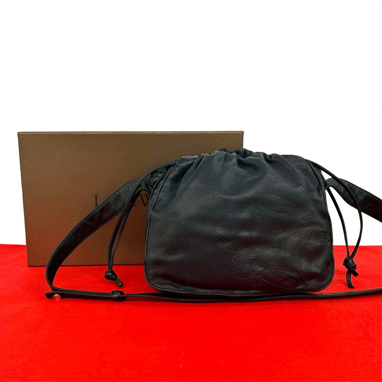 極 美品 箱付き LOEWE ロエベ ヴィンテージ アナグラム ロゴ ナッパ
