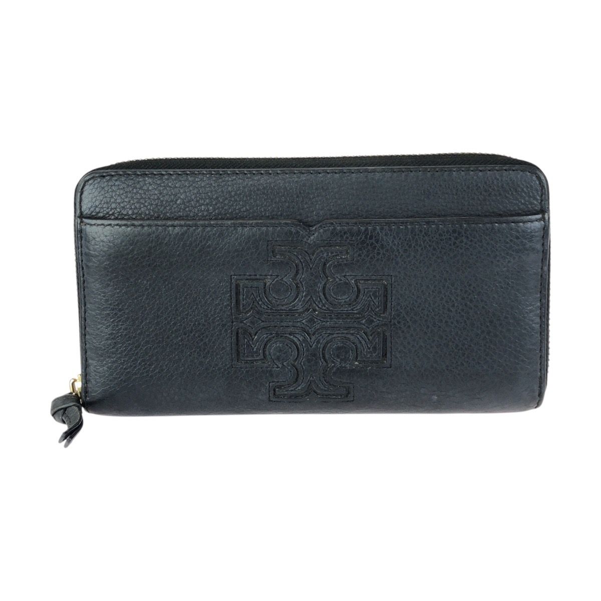 Tory Burch トリーバーチ ロゴ ブラック 黒 ゴールド金具 レザー 長