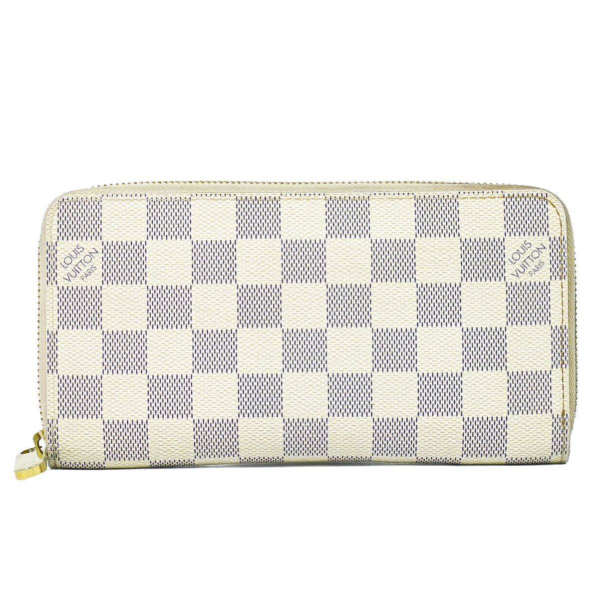 ルイヴィトン　ダミエアズール　長財布ラウンドジップ　N60019　ホワイト白色 本物 ルイヴィトン LOUIS VUITTON LV 旧型 ジッピーウォレット ダミエ