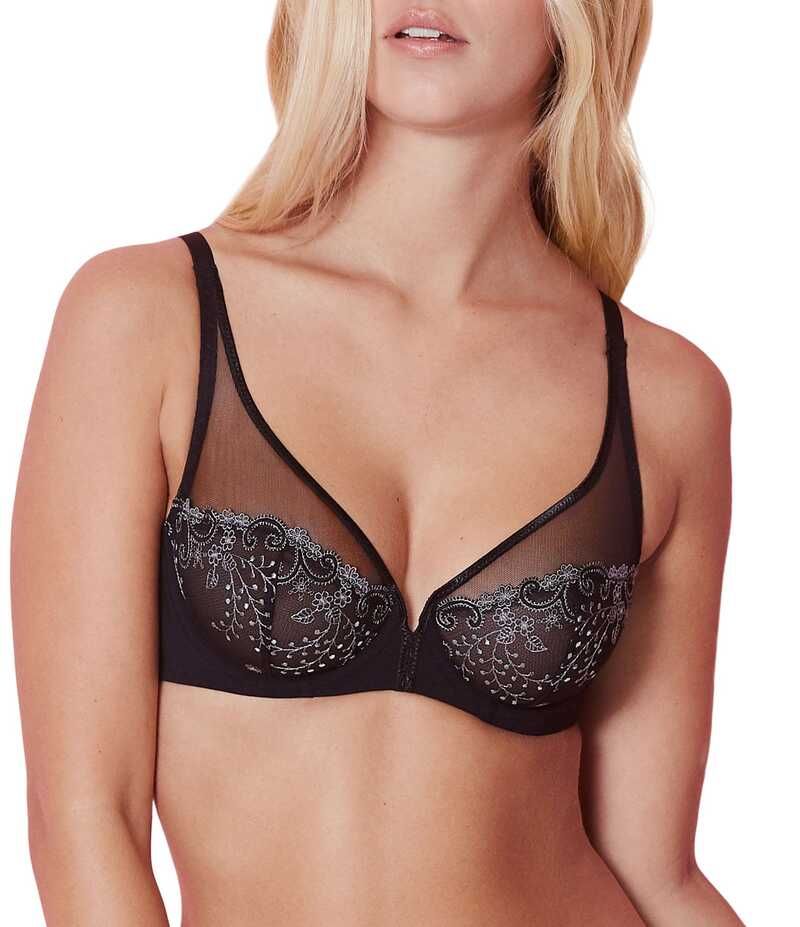 シモーヌペレール レディース アンダーウェア ブラジャー シアー 刺繍 Simone Perele Unlined Sheer Embroidered Plunge Bra Moonlight