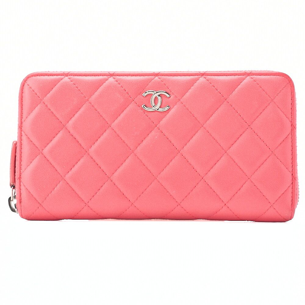 CHANEL シャネル マトラッセ ラウンド財布 ラムスキン ピンク（シルバー金具）レディースウォレット 財布 【中古】【送料無料】