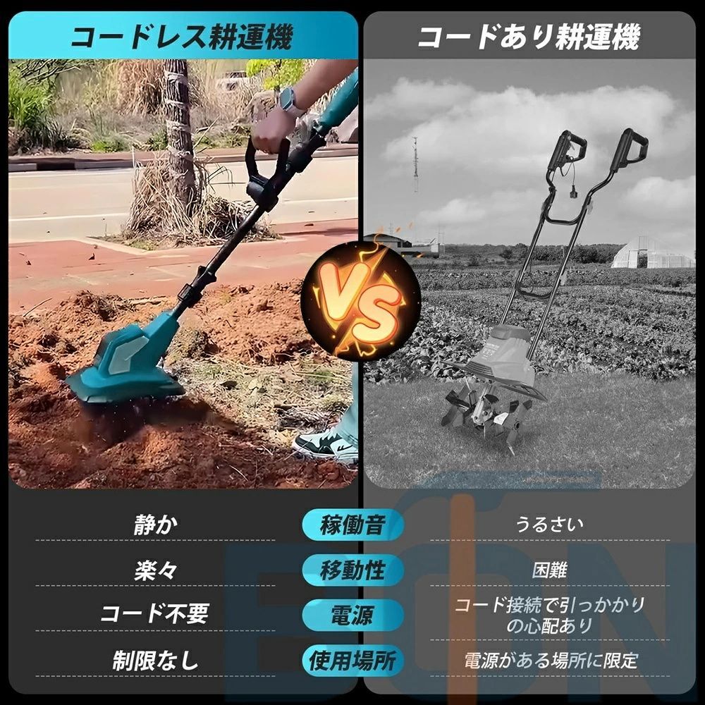 耕運機 充電式 電動耕運機 ミニ耕運機 家庭用 小型耕運機 耕運幅225mm