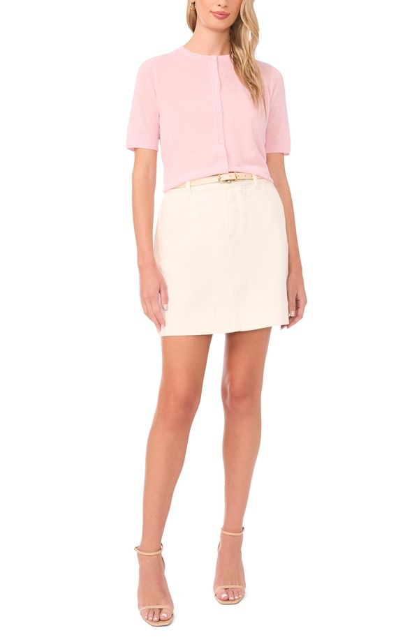 ヴィンスカムート レディース アウター パーカー・スウェット シアー カーディガン Vince Camuto Sheer Short Sleeve Cardigan Baby Pink ピンク