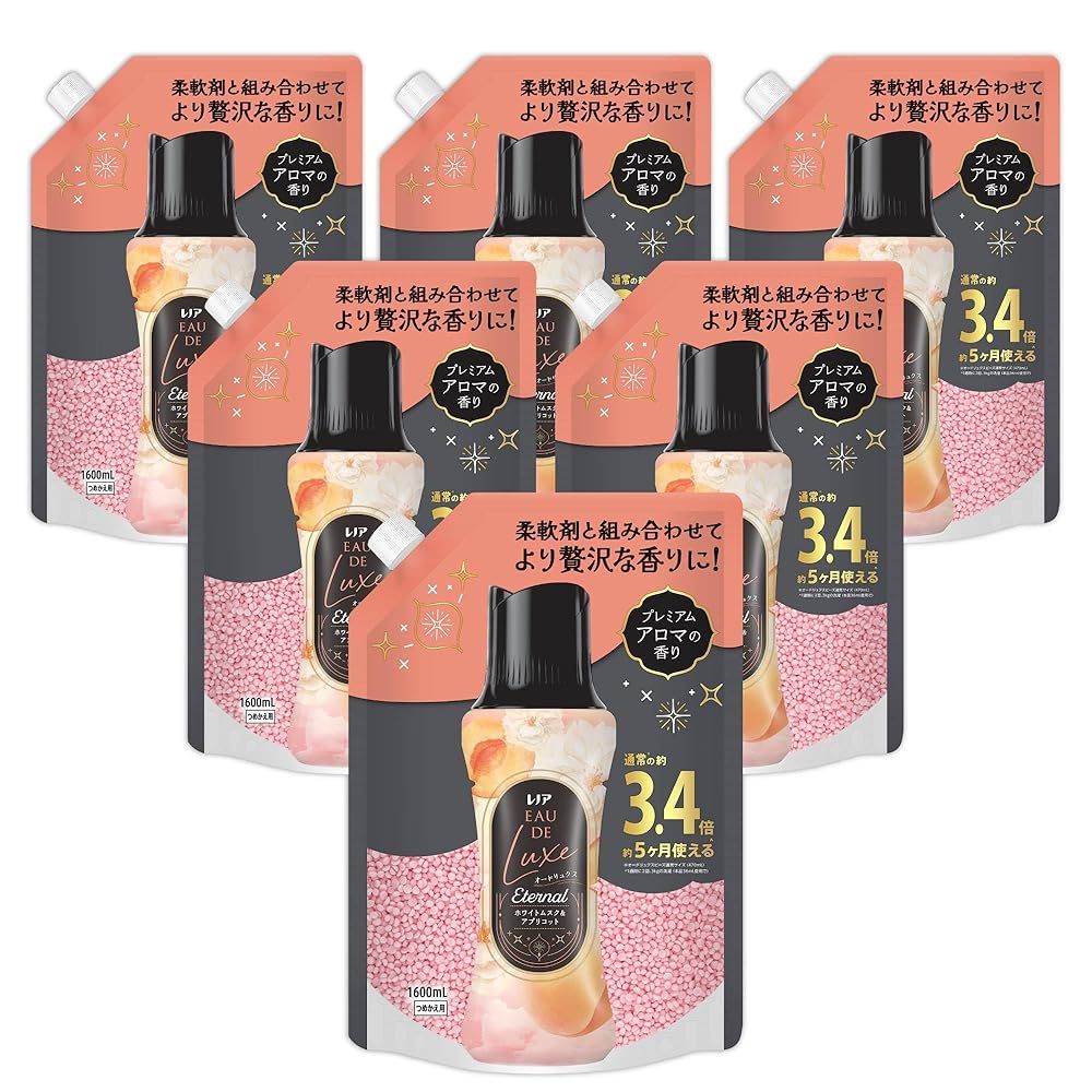 レノア オードリュクス Eternal お洗濯の香り付けビーズ ホワイトムスク&アプリコットの香り 詰め替え 1600mL×6袋 [大容量]