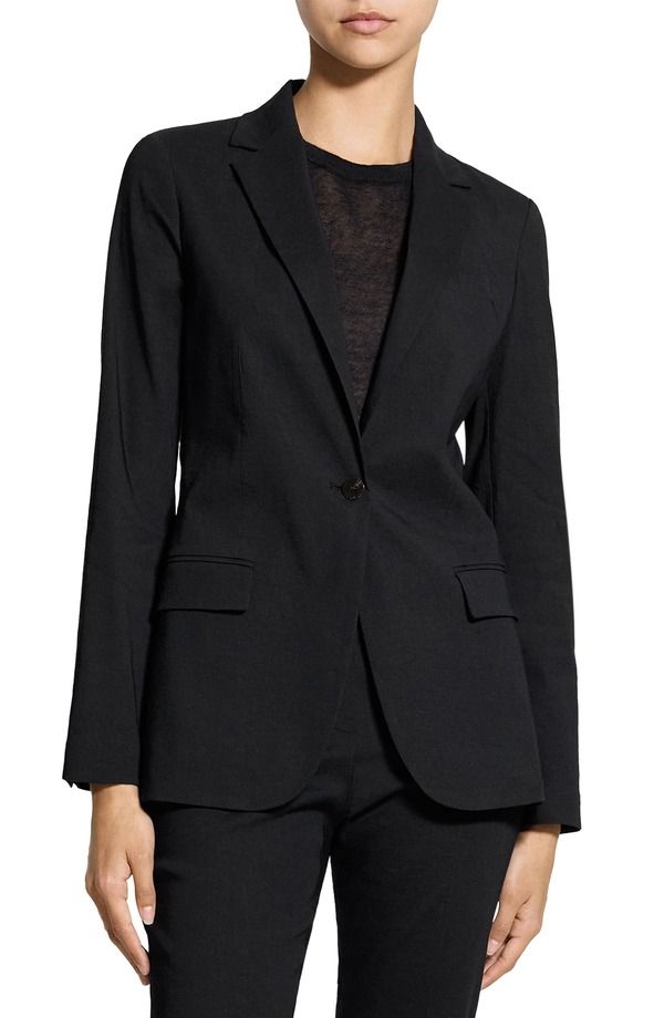 セオリー レディース アウター ジャケット・ブルゾン スリムフィット ブレザー リネン Theory Slim Fit Linen Blend Blazer Black ブラック