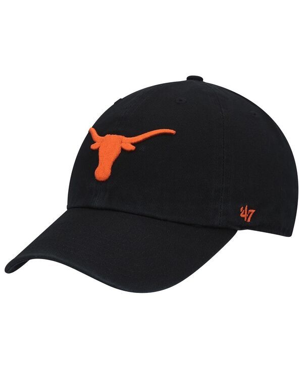 47 ブランド メンズ アクセサリー 帽子 ロゴ 47 Brand Mens 47 Black Texas Longhorns Clean Up Logo Adjustable Hat Black ブラック