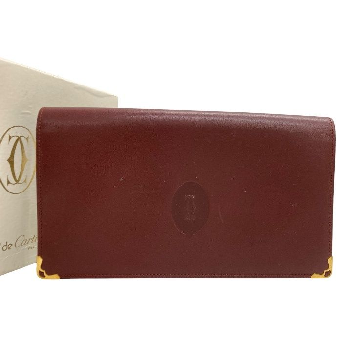 Cartier/カルティエ/マストライン/ロングウォレット/長財布/ボルドー赤茶/箱付き/ギャランティーカード付き/FB4455