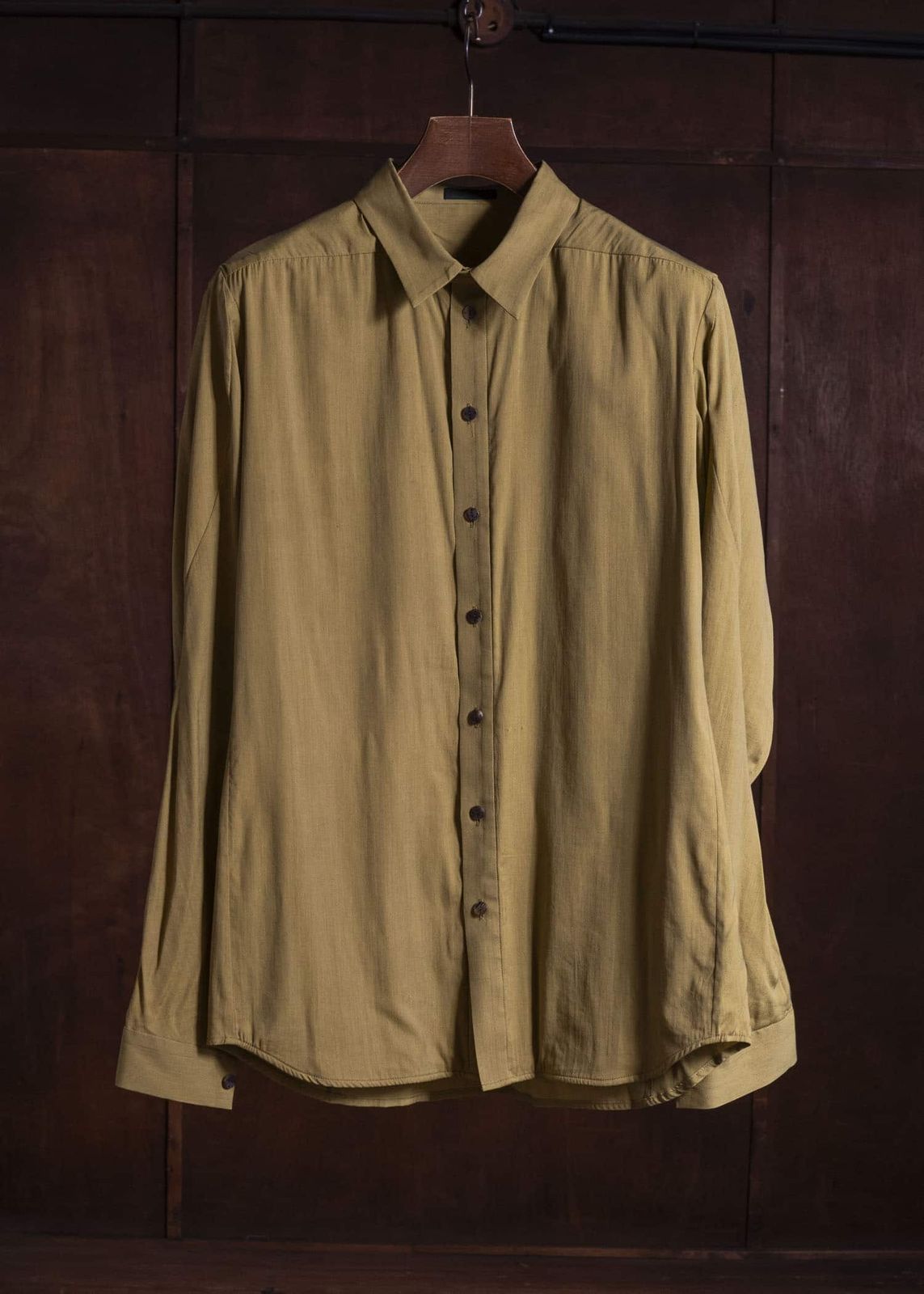 DEVOA デボア COTTON SILK SHIRT カーキ 長袖シャツ 3