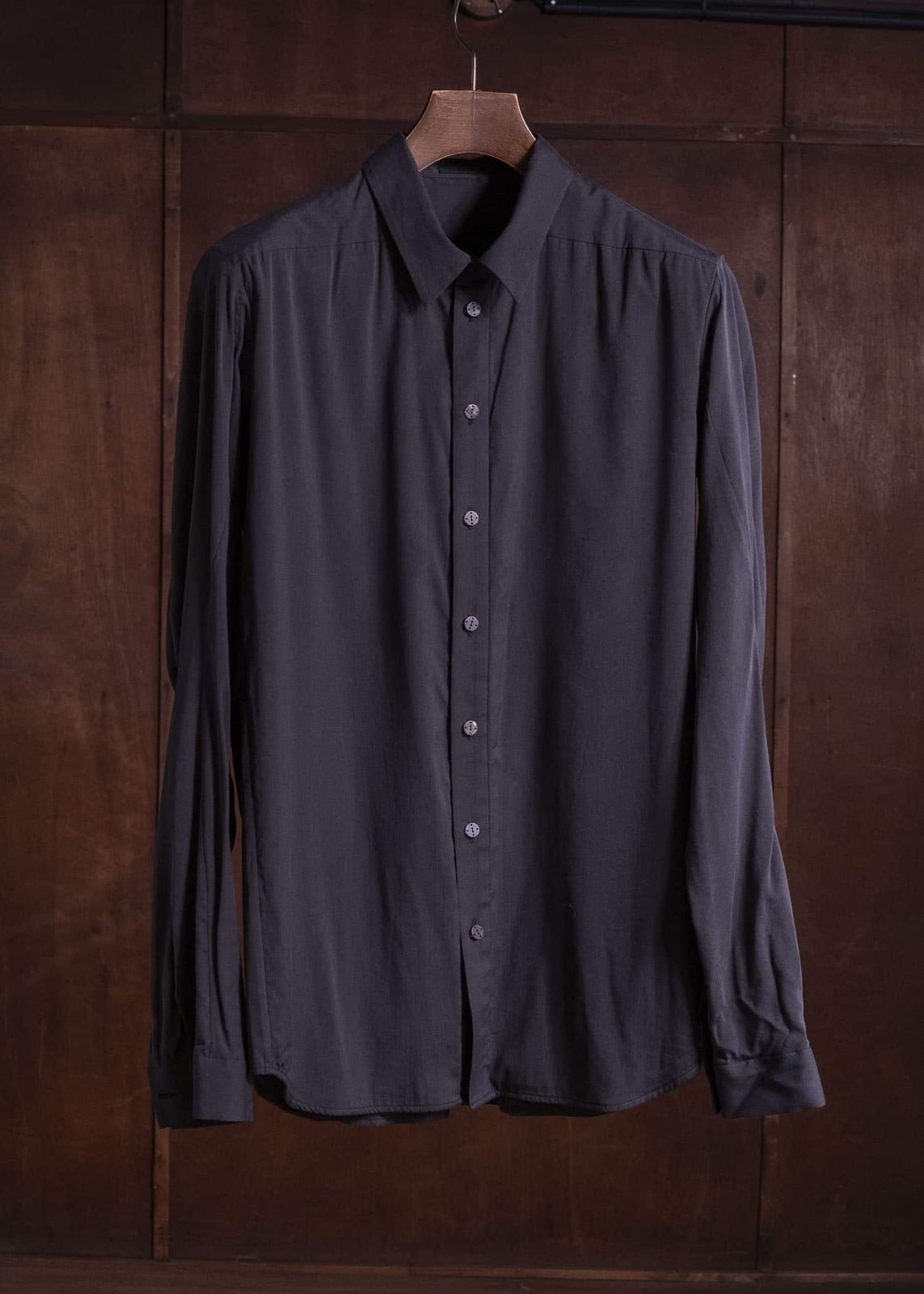 DEVOA デボア COTTON SILK SHIRT ブラック 長袖シャツ 3