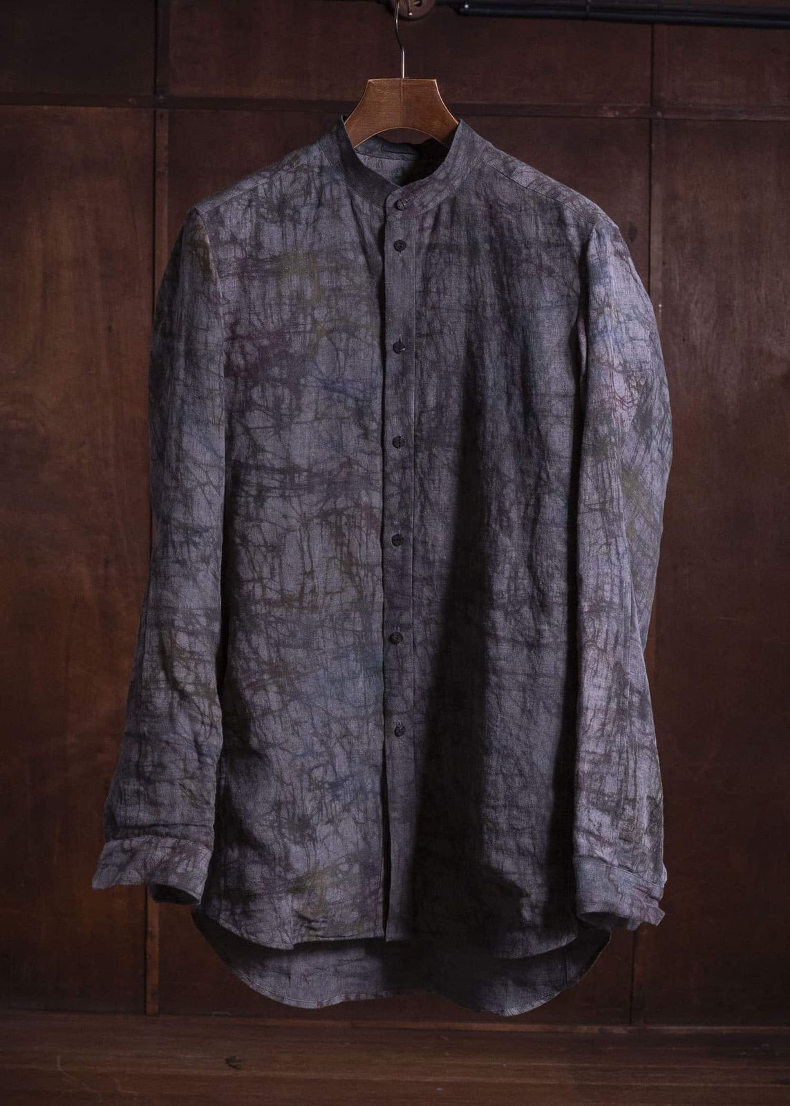DEVOA デボア LINEN COLDDYED SHIRT総柄 長袖シャツ 3