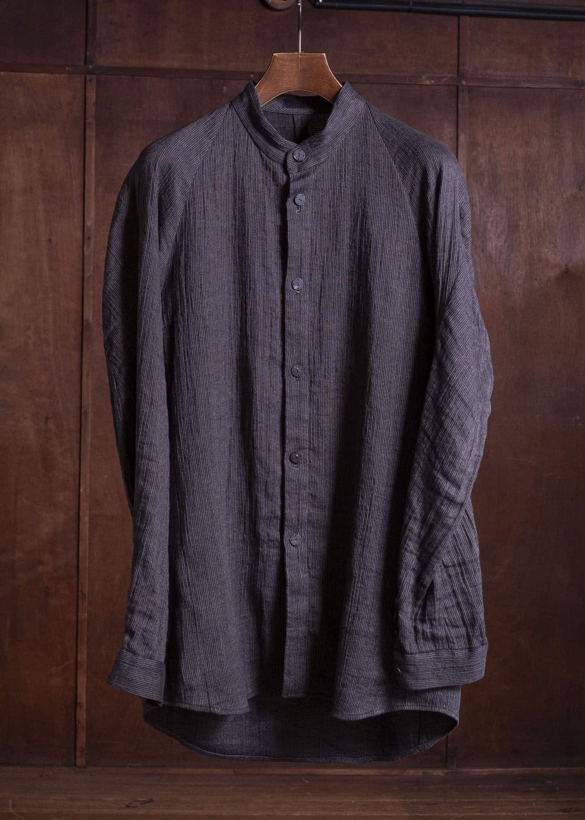 DEVOA デボア LINEN COTTON STAND COLLAR SHIR