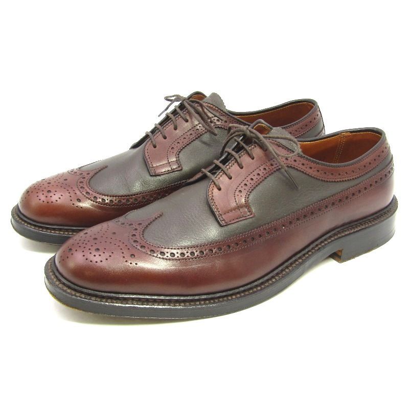 美品 Alden オールデン US10D 28cm ロングウィングチップ 97573 カーフ バリーラスト フルブローグ ローデングリーン ブラウン 35005621
