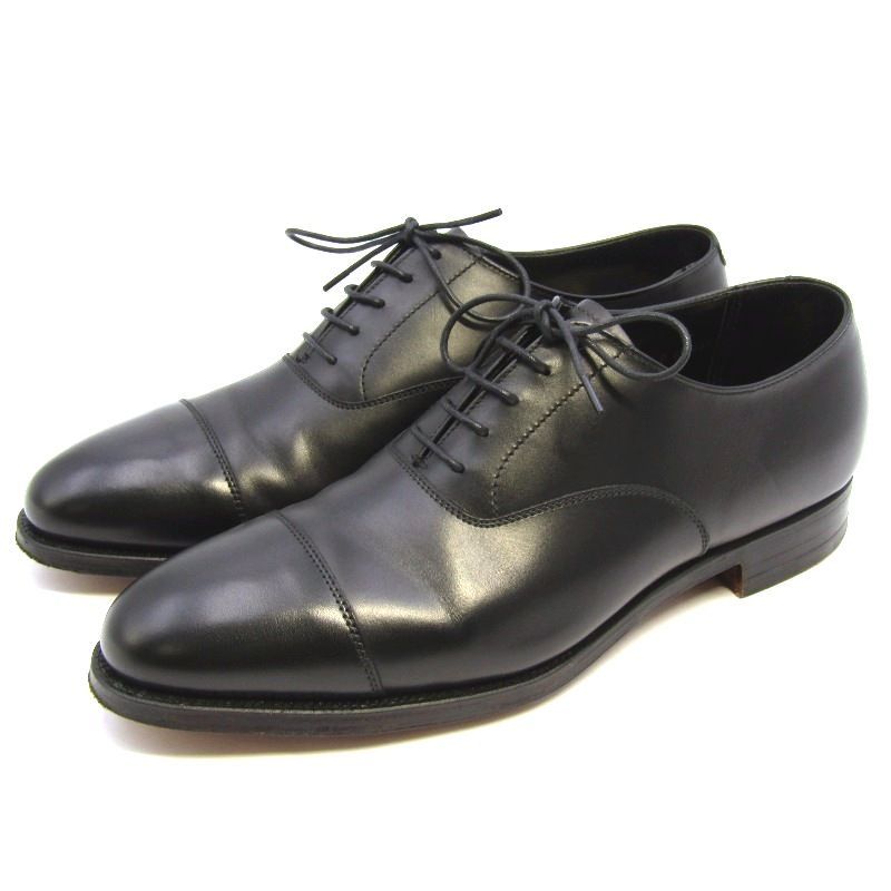 美品 Crockett&Jones クロケット&ジョーンズ UK5.5E ストレートチップ KENT ケント カーフ キャップトゥ 内羽根 ブラック 黒 35005640