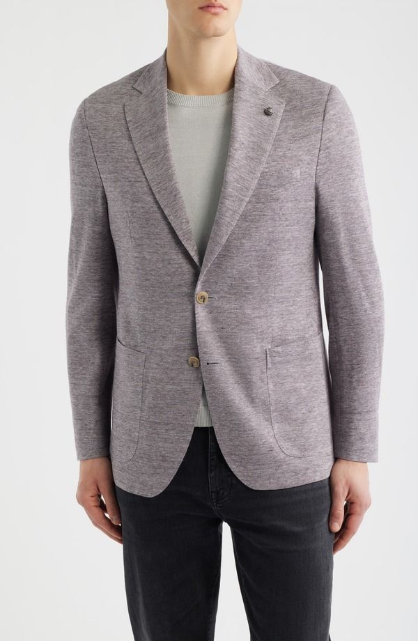 ジャックビクター メンズ アウター ジャケット・ブルゾン ウール コート ニット リネン Jack Victor Hartford Mauve Mlange Knit Linen Wool Blend Sport Coat Mauve