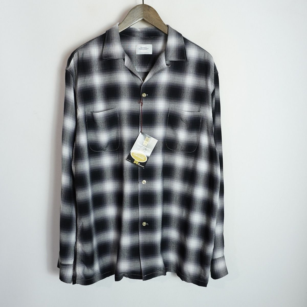 復刻 美品 TOWN CRAFT タウンクラフト 60s Loop Collar Shirt 長袖 オンブレ シャツ TC25F02300 サイズM 黒3388Q★2